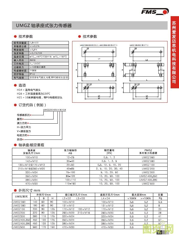 UMGZ軸承座式系列張力傳感器  說(shuō)明2